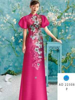 Vải Áo Dài Hoa In 3D AD 22308 24